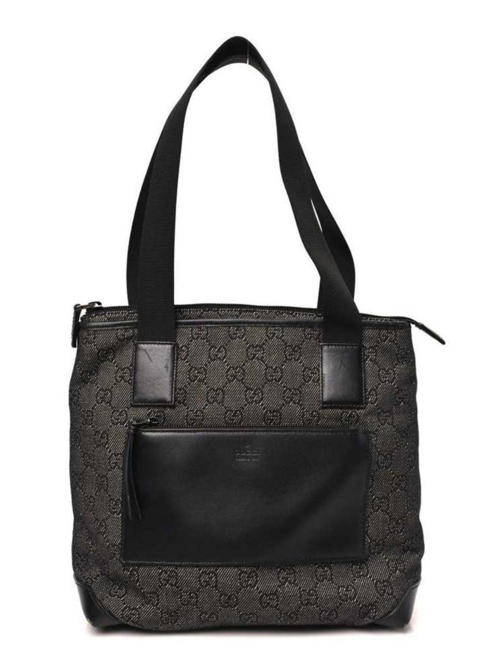 Gucci Black and Brown GG Canvas Tote with Front Pocket